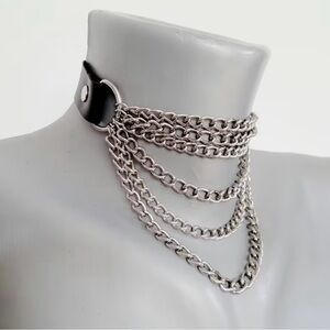 Silver Chain Choker Necklace